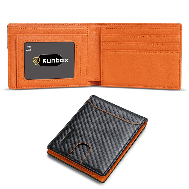 RUNBOX محفظة RUNBOX للرجال مبتكرة نحيفة 11 فتحة لحامل بطاقات الائتمان جلدية مانعة لتداخل RFID محفظة صغيرة رقيقة للرجال قابلة للطي تصميم بسيط جيب أمامي سعة كبيرة صندوق هدايا - Image 1