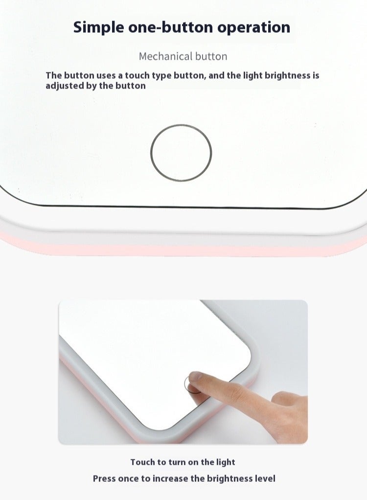 مرآة مكياج بإضاءة LED وسطوع قابل للتعديل، مرآة تجميل محمولة – أبيض - Image 3