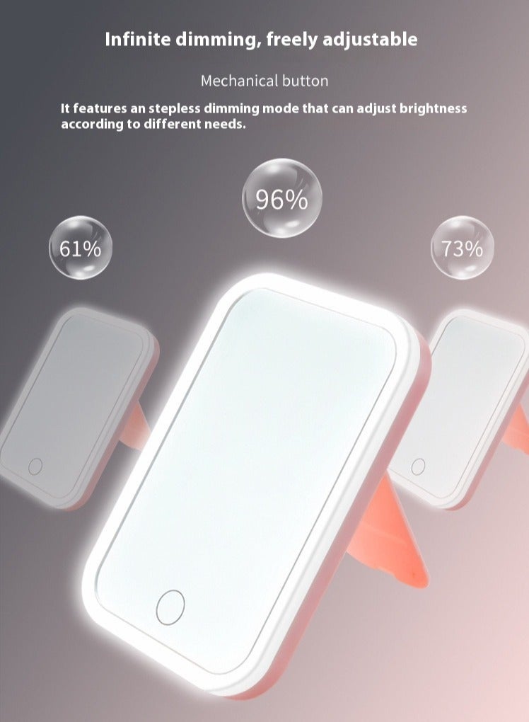 مرآة مكياج بإضاءة LED وسطوع قابل للتعديل، مرآة تجميل محمولة – أبيض - Image 2