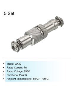 Excefore 5pcs Aviation Connector GX12 3 Pins 12mm Male Female Wire Panel Aviation Connector Plug Socket for Aviation, High-Speed Rail, Ships  - Image 3
