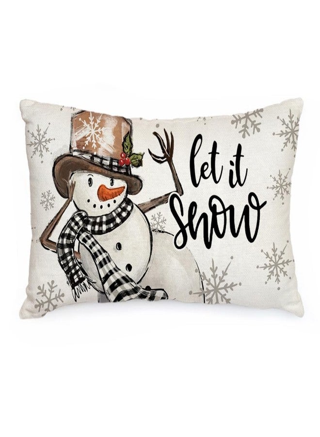 AACORS Christmas Pillow Cover 12X20 Inch Snowman Snowflake Let It Snow Decoration Holiday Farmhouse Winter Pillow Case Decor for Home Sofa Couch AA630-12 - Image 1