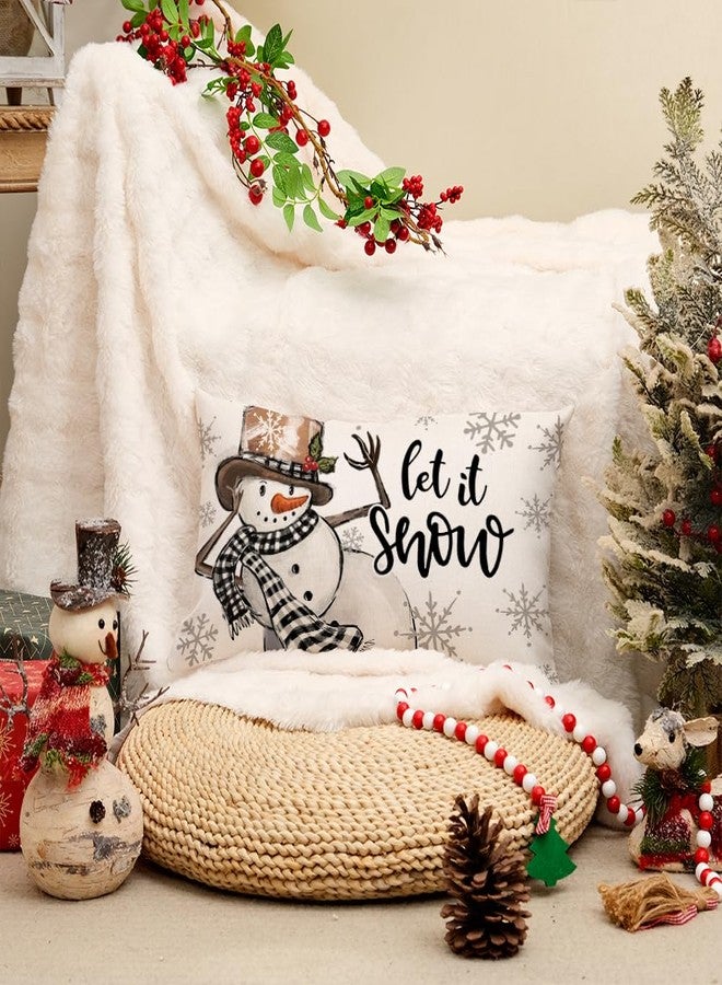 AACORS Christmas Pillow Cover 12X20 Inch Snowman Snowflake Let It Snow Decoration Holiday Farmhouse Winter Pillow Case Decor for Home Sofa Couch AA630-12 - Image 3