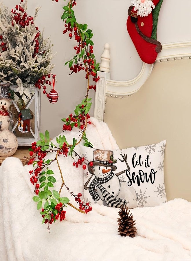 AACORS Christmas Pillow Cover 12X20 Inch Snowman Snowflake Let It Snow Decoration Holiday Farmhouse Winter Pillow Case Decor for Home Sofa Couch AA630-12 - Image 2