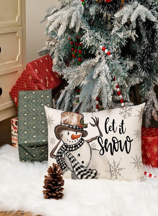 AACORS Christmas Pillow Cover 12X20 Inch Snowman Snowflake Let It Snow Decoration Holiday Farmhouse Winter Pillow Case Decor for Home Sofa Couch AA630-12 - Image 4