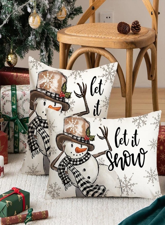 AACORS Christmas Pillow Cover 12X20 Inch Snowman Snowflake Let It Snow Decoration Holiday Farmhouse Winter Pillow Case Decor for Home Sofa Couch AA630-12 - Image 5
