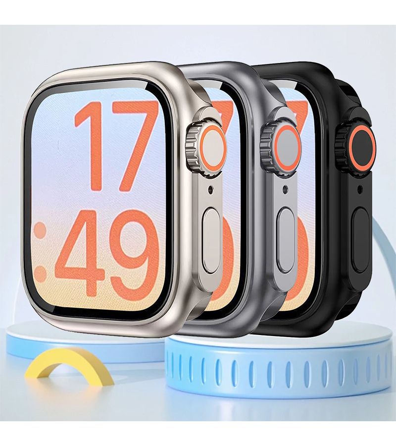 3 Pack Titanium Blue 44mm Watch Case With Tempered Glass Screen Protector - Image 1