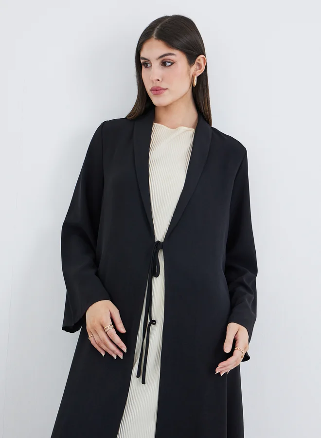 Amirah Amirah Front Open A-Line Abaya with Tie-Up Detail
