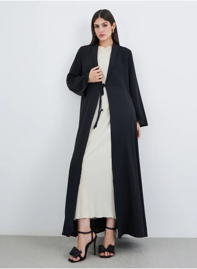 Amirah Amirah Front Open A-Line Abaya with Tie-Up Detail