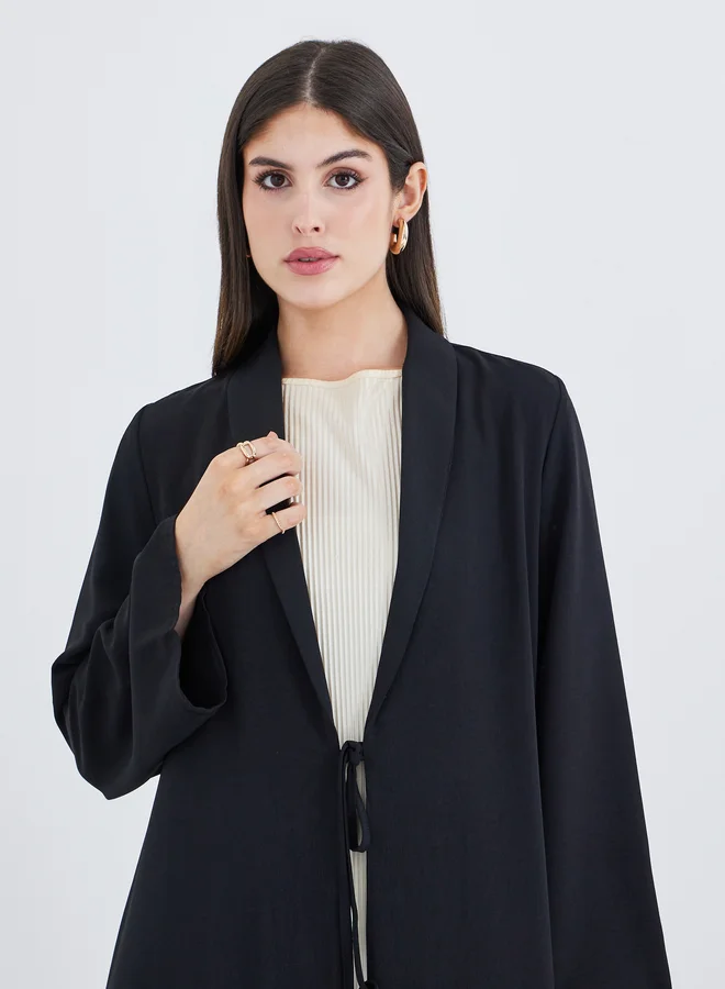 Amirah Amirah Front Open A-Line Abaya with Tie-Up Detail
