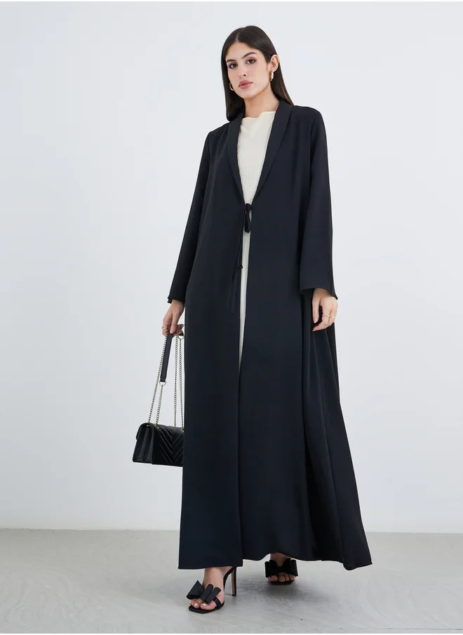 Amirah Amirah Front Open A-Line Abaya with Tie-Up Detail