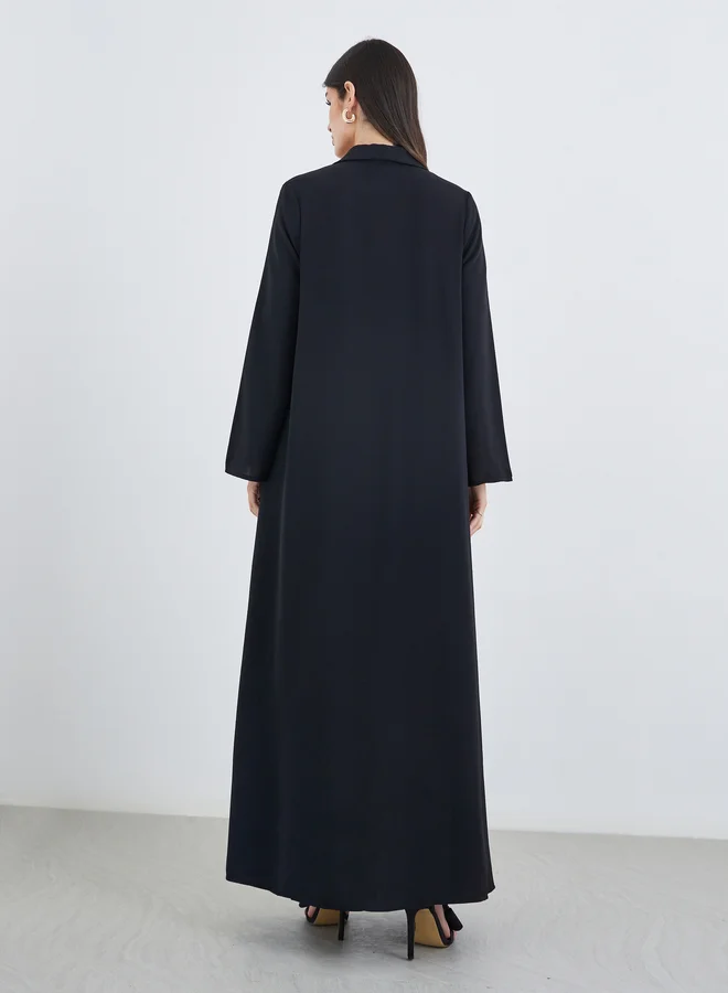 Amirah Amirah Front Open A-Line Abaya with Tie-Up Detail