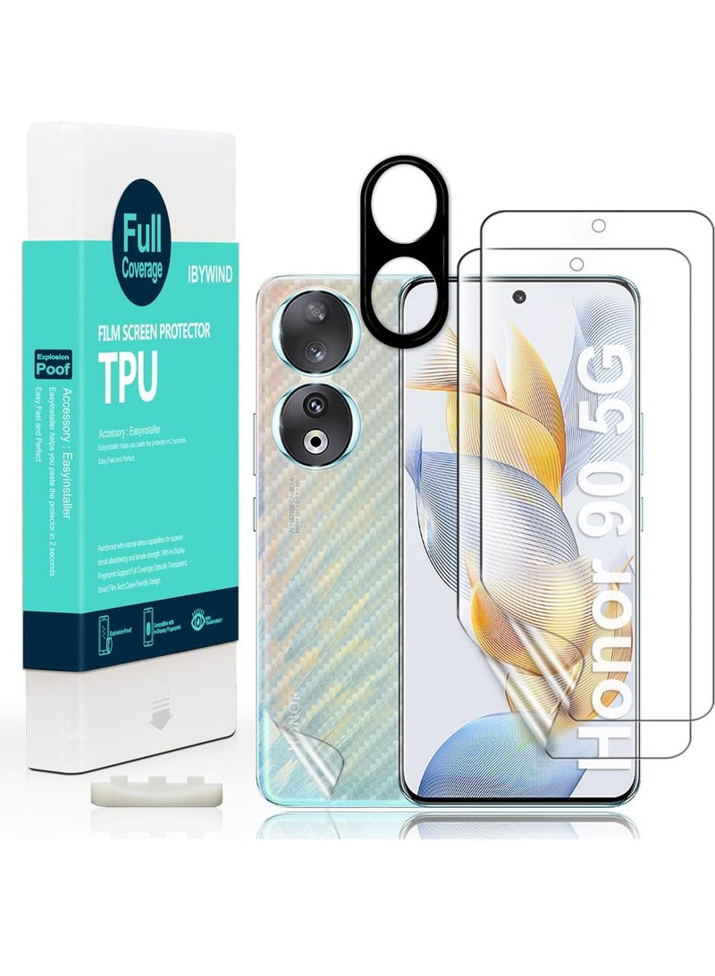 Ibywind Screen Protector for Honor 90 5g 6.7 Inches With Flexible Tpu Film Camera Lens Protector Backing Carbon Fiber Film - Image 1