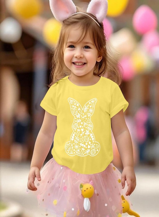 BANGELY Happy Easter Shirts Toddler Baby Girls Boys Cute Bunny Rabbit Graphic Tees Kids Easter Day Short Sleeve Gift Tops Yellow - Image 2