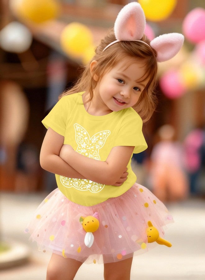 BANGELY Happy Easter Shirts Toddler Baby Girls Boys Cute Bunny Rabbit Graphic Tees Kids Easter Day Short Sleeve Gift Tops Yellow - Image 3