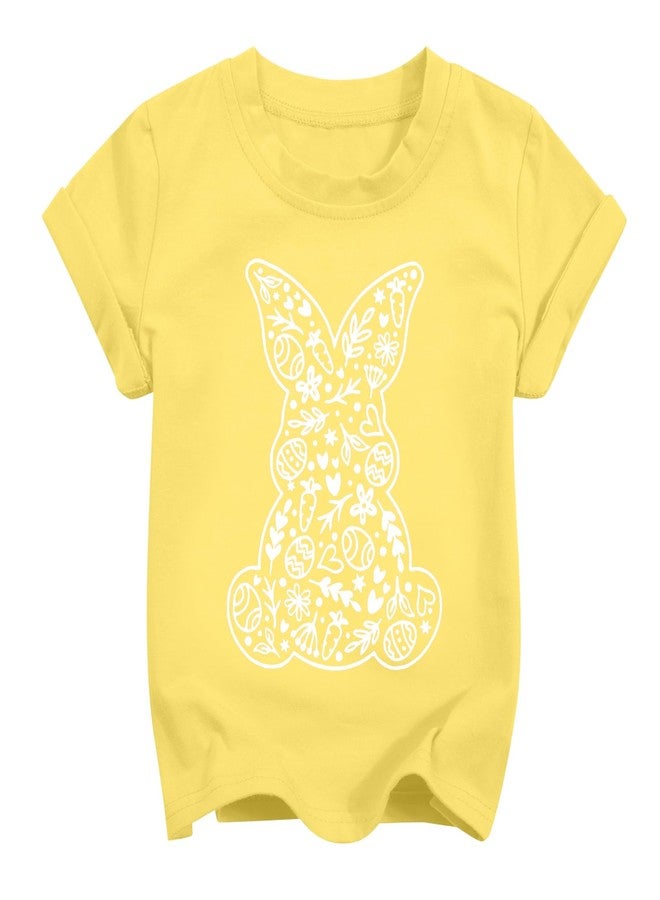 BANGELY Happy Easter Shirts Toddler Baby Girls Boys Cute Bunny Rabbit Graphic Tees Kids Easter Day Short Sleeve Gift Tops Yellow - Image 1