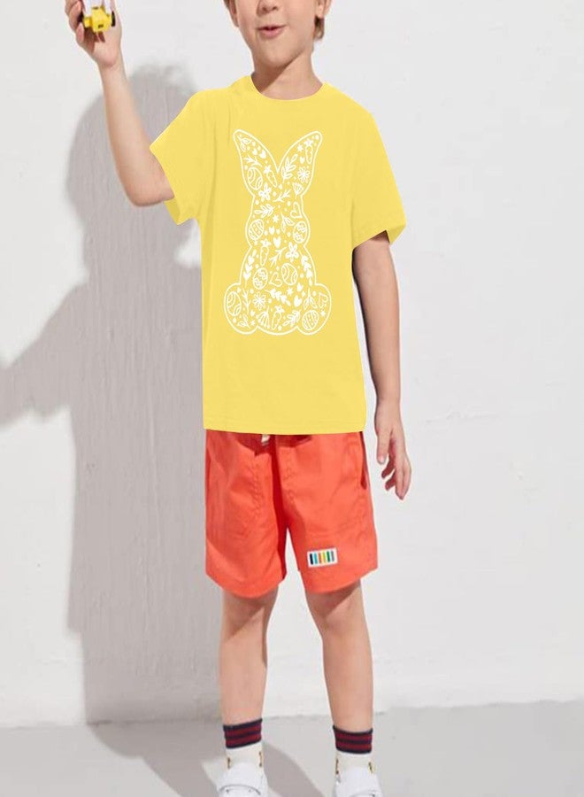 BANGELY Happy Easter Shirts Toddler Baby Girls Boys Cute Bunny Rabbit Graphic Tees Kids Easter Day Short Sleeve Gift Tops Yellow - Image 4
