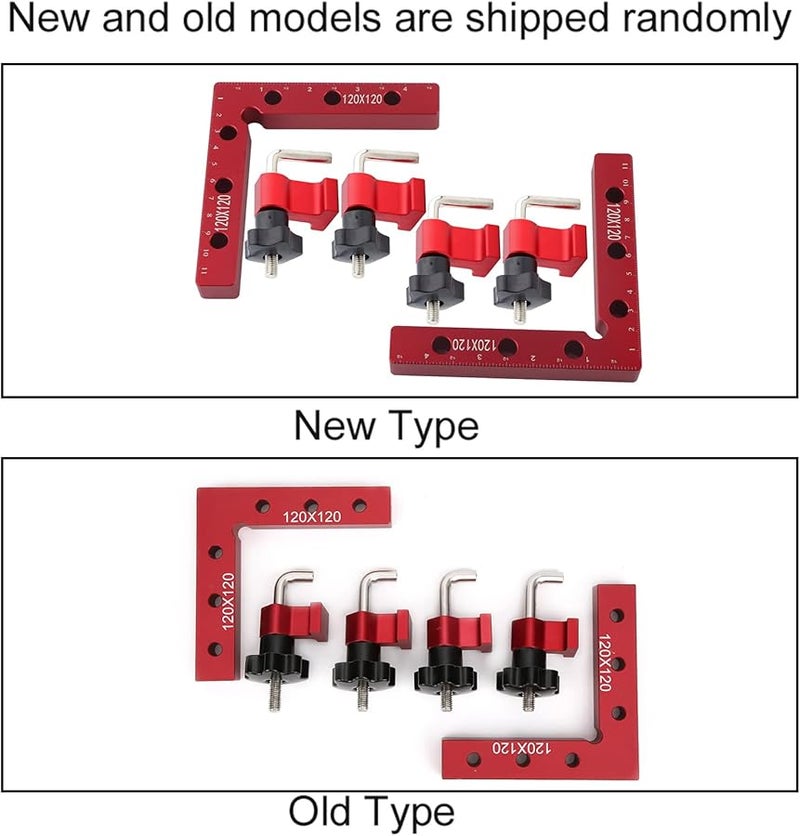 L Shaped 90 Degree Right Angle Ruler Aluminum Alloy Woodworking Clamp Tool Set Red 120x120mm 2 Rulers 4 Clips - Image 5