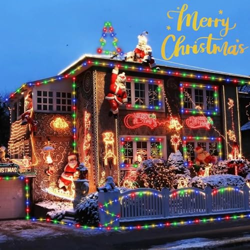 QITONG Multicolor Solar Christmas Lights, 2 Pack Each 33ft 100 LED Rope Light, Fairy Lights in Clear Thin Tube with 8 Modes - Image 5