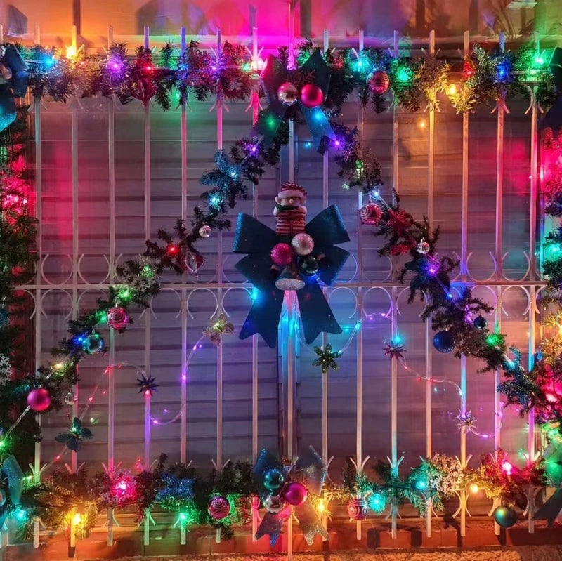 QITONG Multicolor Solar Christmas Lights, 2 Pack Each 33ft 100 LED Rope Light, Fairy Lights in Clear Thin Tube with 8 Modes - Image 4
