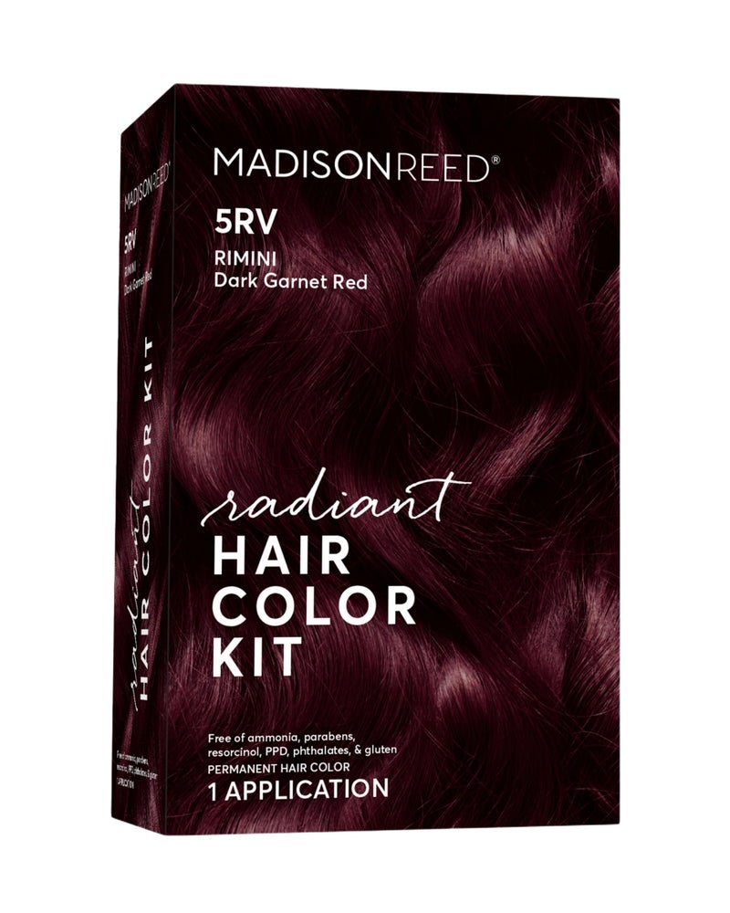 Madison Reed مجموعة لون الشعر المتألق من ماديسون ريد - 5RV أحمر غارنيت داكن مع درجات أرجوانية حمراء زاهية (غارنيت ريميني) صبغة شعر دائمة بألوان زاهية، خالية من PPD وخالية من الأمونيا، 1 عبوة - Image 1