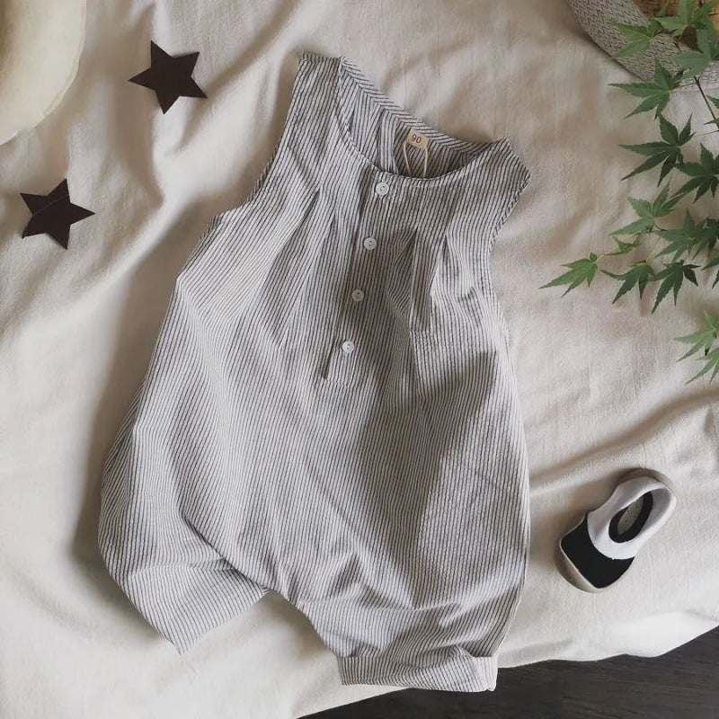 2024 Summer Korean Children'S Sleeveless Jumpsuit Cotton Boys And Girls Baby Loose Pants Stylish Thin Trendy - Image 1