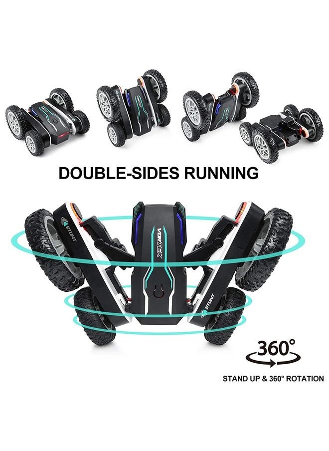 VORTEX Remote Control Car 4WD RC Stunt Car 360°Rotating Double Side Flips High Speed Rechargeable 2.4Ghz Black  - Image 2
