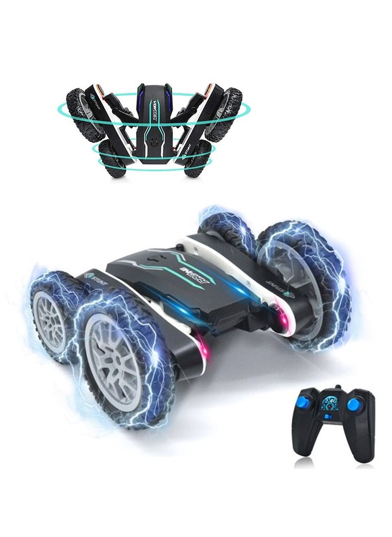VORTEX Remote Control Car 4WD RC Stunt Car 360°Rotating Double Side Flips High Speed Rechargeable 2.4Ghz Black  - Image 1