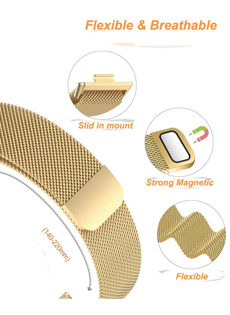 Watch Band compatible with HUAWEI SmartWatch Fit3,Fit4,Fit4Pro, Breathable stainless steel mesh metal Watch strap for men and women, Golden - Image 3