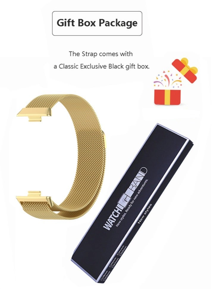 Watch Band compatible with HUAWEI SmartWatch Fit3,Fit4,Fit4Pro, Breathable stainless steel mesh metal Watch strap for men and women, Golden - Image 5