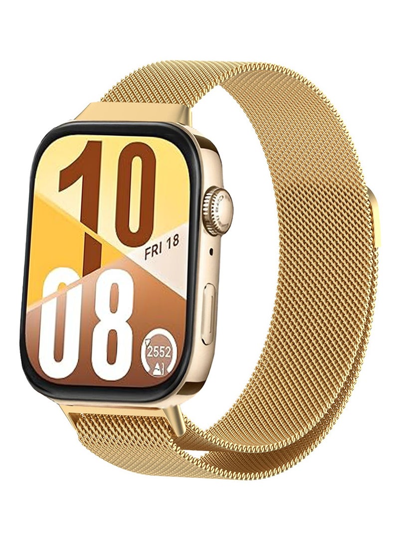 سوار ساعة متوافق مع ساعة HUAWEI الذكية Fit3 وFit4 وFit4Pro وFit5 وFit5Pro، سوار شبكي معدني من الفولاذ المقاوم للصدأ جيد التهوية للرجال والنساء، لون ذهبي - Image 1