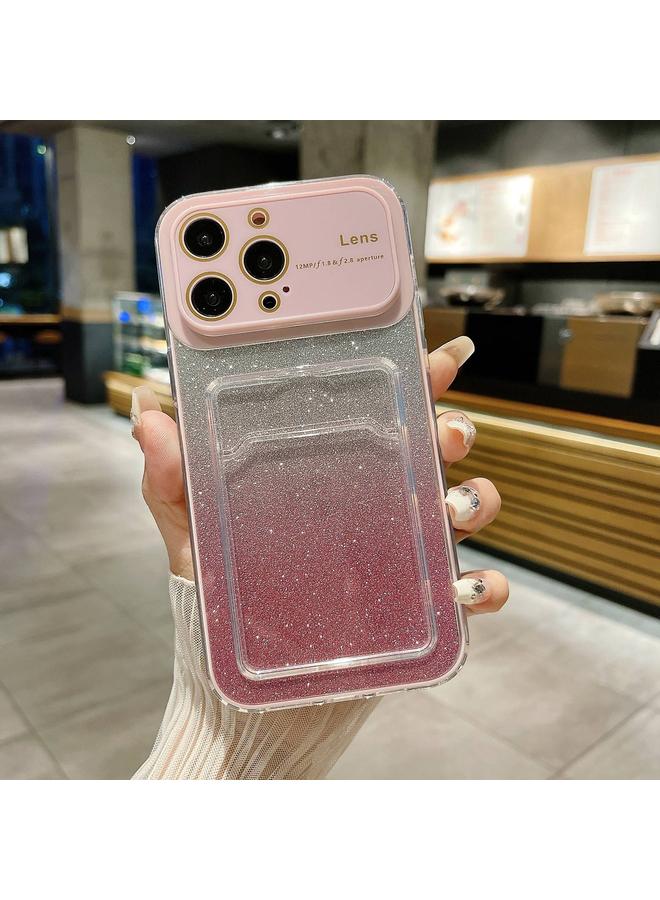 S-TOP Case For iPhone 14 Pro Max Large Window Gradient Glitter Phone Case with Card Slot - Image 1