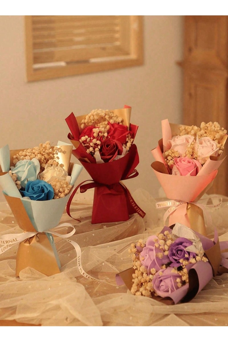 Generic A bouquet of artificial pink roses suitable for all types of gifts and occasions, graduation, engagement, birthdays and weddings. 1 bouquet, length (20 cm) * width (13 cm). - Image 3