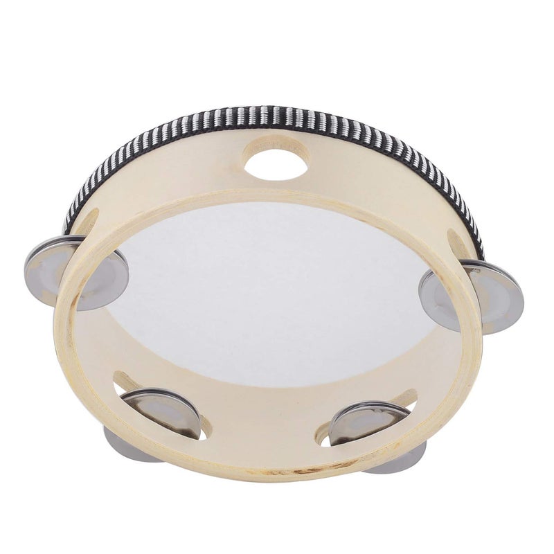 Musfunny Hand Held Tambourine Drum 6 inch Bell Birch Metal Jingles Percussion Gift Musical Educational Drum Instrument for KTV Party Kids Games (6 inch) - Image 1