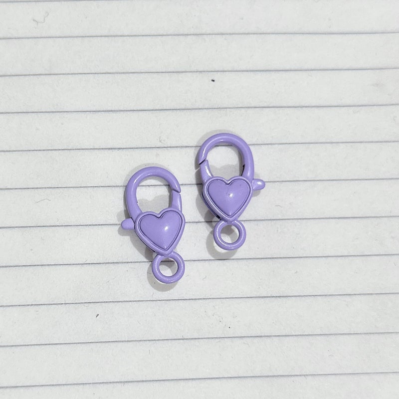 DIY Jewelry Colorful Painted Heart Lobster Clasp Retro Keychain Light purple