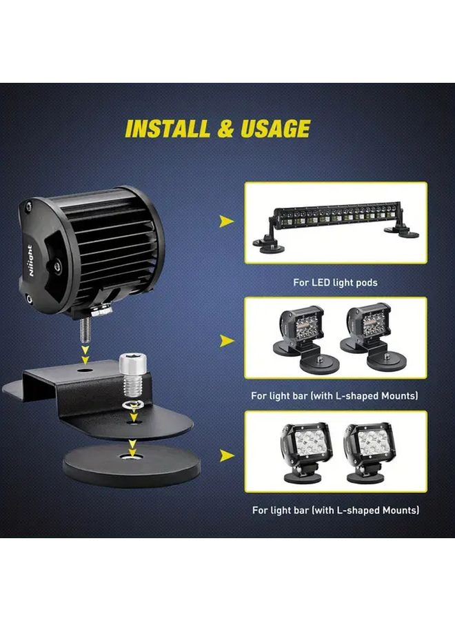 2 Pcs 34mm M4 Bolt Magnetic Base Led Work Light Bar Holder Mount Bracket Clamp For SUV Offroad - Image 5