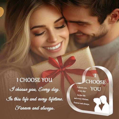 iLifemate Birthday Gifts for Girlfriend Boyfriend Wife Husband, I Choose You Gifts for Him Her – Acrylic Heart Plaque Romantic Gift, Anniversary Wedding Valentine's Day Birthday Gift Home Decor - Image 2