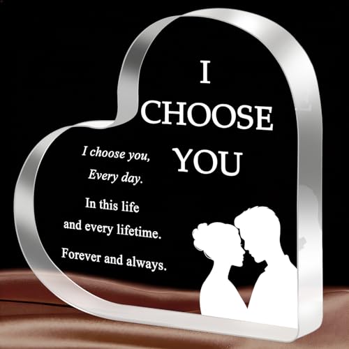 iLifemate Birthday Gifts for Girlfriend Boyfriend Wife Husband, I Choose You Gifts for Him Her – Acrylic Heart Plaque Romantic Gift, Anniversary Wedding Valentine's Day Birthday Gift Home Decor - Image 1
