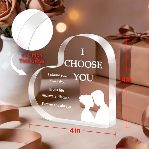 iLifemate Birthday Gifts for Girlfriend Boyfriend Wife Husband, I Choose You Gifts for Him Her – Acrylic Heart Plaque Romantic Gift, Anniversary Wedding Valentine's Day Birthday Gift Home Decor - Image 5