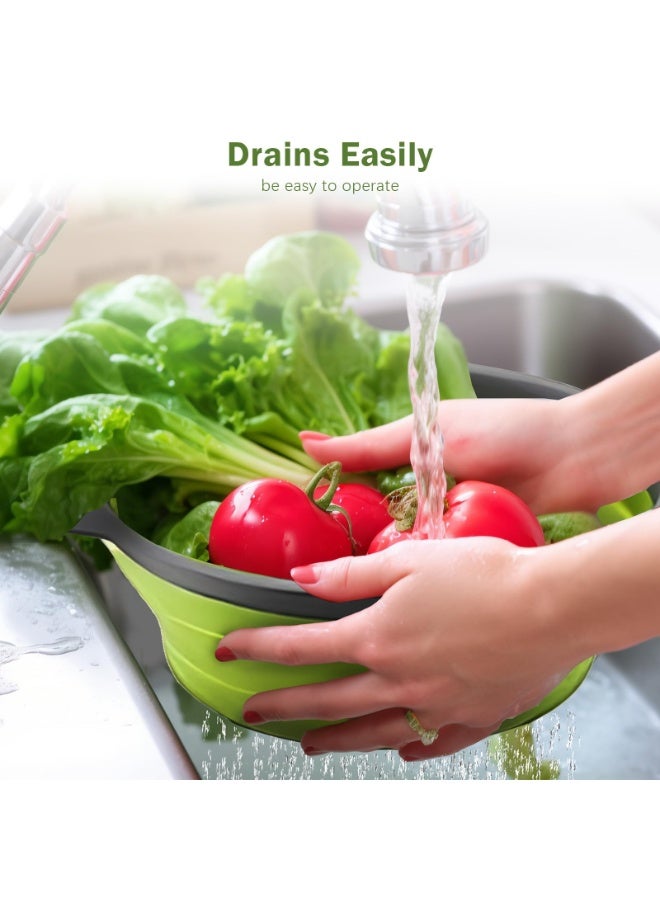 Collapsible Colander Set of 2 – Silicone Kitchen Strainers, Foldable Draining Baskets with Handles, 29.5 cm & 24.9 cm - Image 4