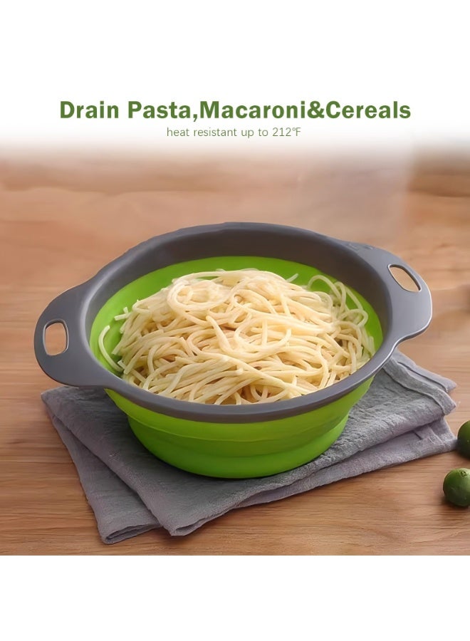 Collapsible Colander Set of 2 – Silicone Kitchen Strainers, Foldable Draining Baskets with Handles, 29.5 cm & 24.9 cm - Image 5
