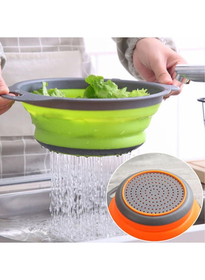 Collapsible Colander Set of 2 – Silicone Kitchen Strainers, Foldable Draining Baskets with Handles, 29.5 cm & 24.9 cm - Image 2