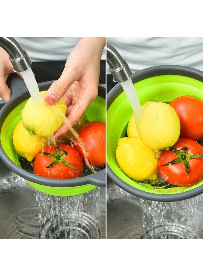 Collapsible Colander Set of 2 – Silicone Kitchen Strainers, Foldable Draining Baskets with Handles, 29.5 cm & 24.9 cm - Image 3