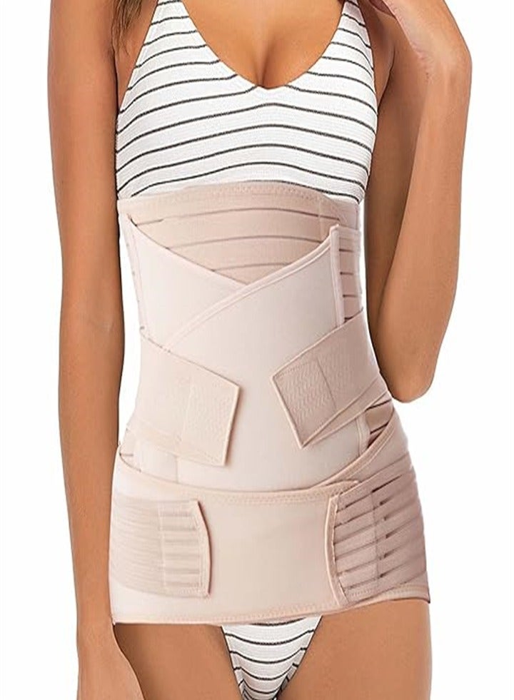 3 in 1 Postpartum Support Recovery Belly Wrap After Pregnancy, C-Section, Postpartum Belly Belt, Body Shaper, Beige, Size XL - Image 1