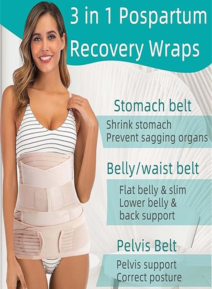 3 in 1 Postpartum Support Recovery Belly Wrap After Pregnancy, C-Section, Postpartum Belly Belt, Body Shaper, Beige, Size XL - Image 3