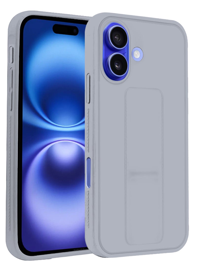 CATANES - (for Apple iPhone 16 Plus) 2Packs (1Case with 1 Screen Protector), Case Cover PU Leather Back Cover with Stand Function and Finger Grip, Shockproof Screen Protector / Grey - Image 1