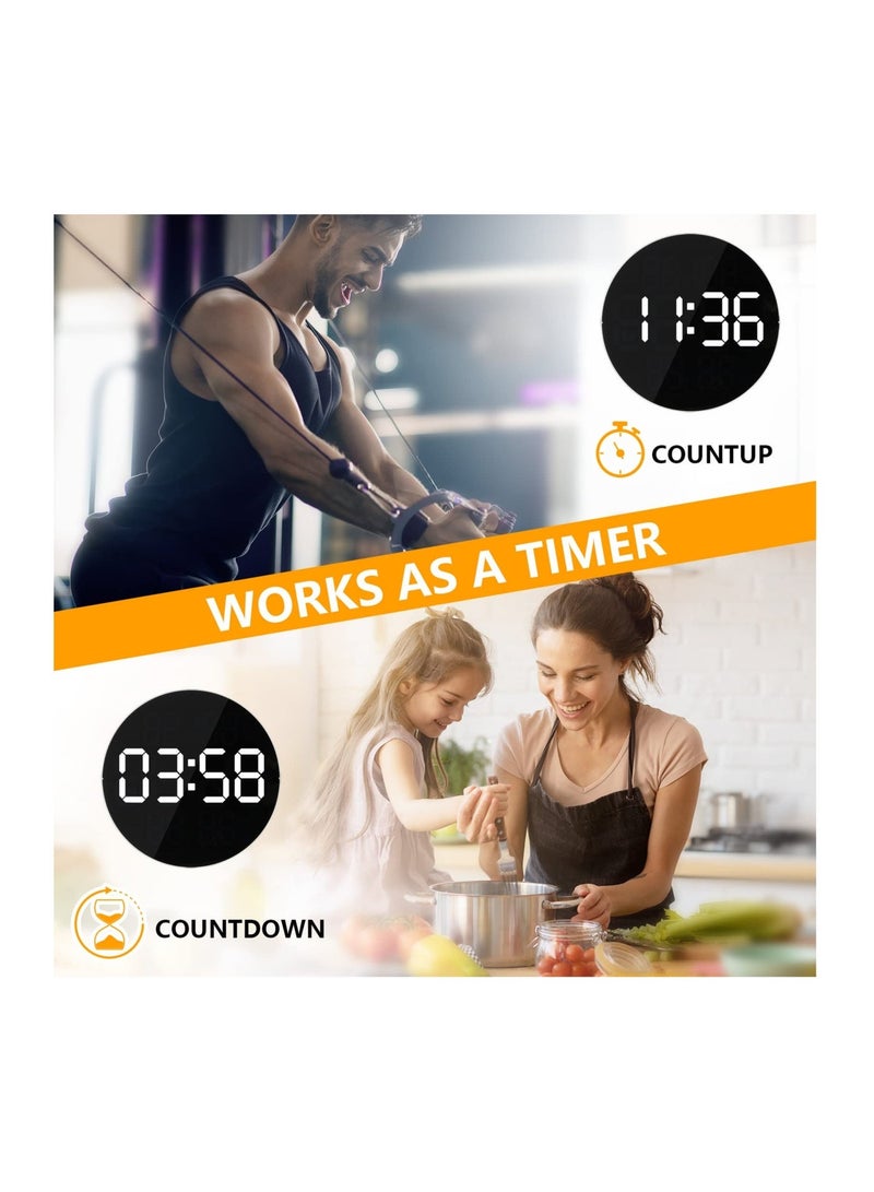 ساعة حائط رقمية LED مقاس 10 بوصة، تعرض درجة الحرارة والرطوبة، يمكن تركيبها على الحائط - Image 5