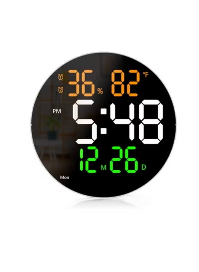 ساعة حائط رقمية LED مقاس 10 بوصة، تعرض درجة الحرارة والرطوبة، يمكن تركيبها على الحائط - Image 1
