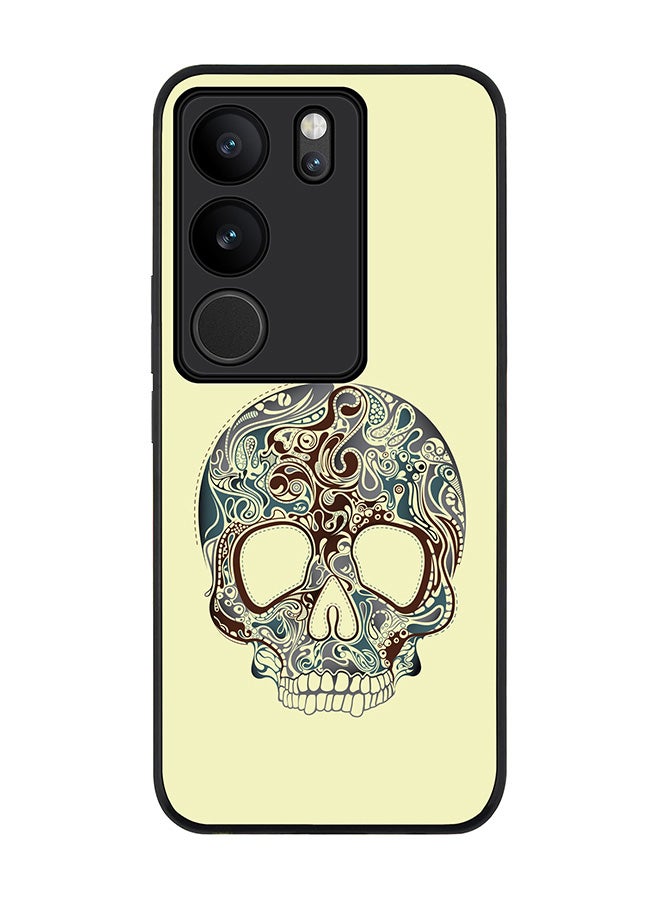 Stylizedd Rugged Black Edge case for Vivo V29 / Vivo V29 Pro / Vivo S17, Slim fit Soft Case Flexible Rubber Edges Anti Drop TPU Gel Thin Cover - Skully Tattoo - Image 1