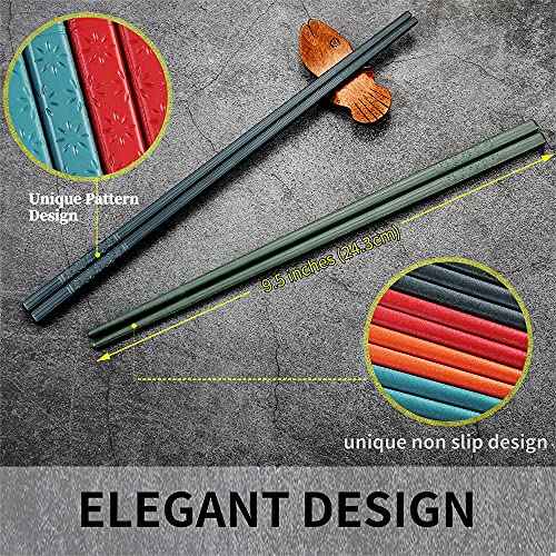 HuaLan Colorful Fiberglass Chopsticks, Dishwasher Safe Chopstick, Reusable Non-slip Chop Sticks, 9 1/2 Inches, 5 Pairs, Colorful - Image 3