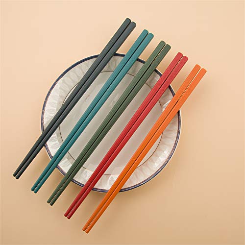 HuaLan Colorful Fiberglass Chopsticks, Dishwasher Safe Chopstick, Reusable Non-slip Chop Sticks, 9 1/2 Inches, 5 Pairs, Colorful - Image 4